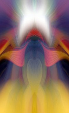 Simetrik Kaleydoskopik Desenler, Neon Parıltısı ve Modern ve Gelecek Estetik İçin Renkli Fraktal Tasarım