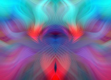 Simetrik Kaleydoskopik Desenler ve Fütürist Neon Parıltısı Tasarımlı Gökkuşağı Soyut Sanatı