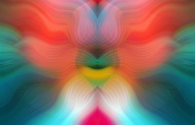 Simetrik Kaleydoskopik Desenler ve Fütürist Neon Parıltısı Tasarımlı Gökkuşağı Soyut Sanatı