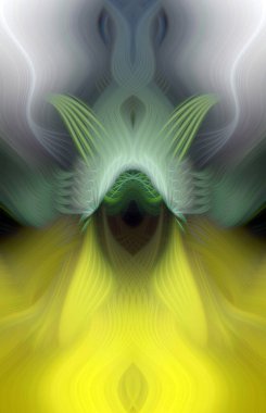 Simetrik Kaleydoskopik Desenler ve Fütürist Neon Parıltısı Tasarımlı Gökkuşağı Soyut Sanatı