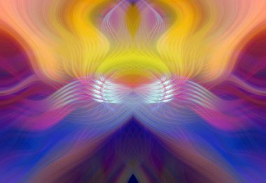 Simetrik Kaleydoskopik Desenler ve Fütürist Neon Parıltısı Tasarımlı Gökkuşağı Soyut Sanatı