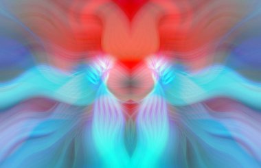 Simetrik Kaleydoskopik Desenler ve Fütürist Neon Parıltısı Tasarımlı Gökkuşağı Soyut Sanatı