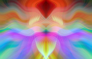 Simetrik Kaleydoskopik Desenler ve Fütürist Neon Parıltısı Tasarımlı Gökkuşağı Soyut Sanatı