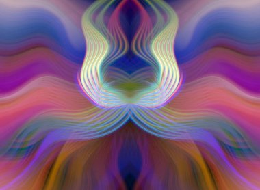 Simetrik Kaleydoskopik Desenler ve Fütürist Neon Parıltısı Tasarımlı Gökkuşağı Soyut Sanatı