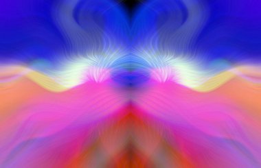 Simetrik Kaleydoskopik Desenler ve Fütürist Neon Parıltısı Tasarımlı Gökkuşağı Soyut Sanatı