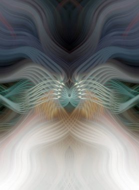 Simetrik Kaleydoskopik Desenler ve Fütürist Neon Parıltısı Tasarımlı Gökkuşağı Soyut Sanatı