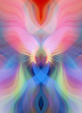 Simetrik Kaleydoskopik Desenler ve Fütürist Neon Parıltısı Tasarımlı Gökkuşağı Soyut Sanatı