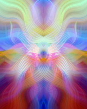 Simetrik Kaleydoskopik Desenler ve Fütürist Neon Parıltısı Tasarımlı Gökkuşağı Soyut Sanatı