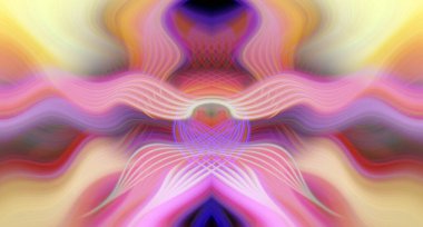 Simetrik Kaleydoskopik Desenler ve Fütürist Neon Parıltısı Tasarımlı Gökkuşağı Soyut Sanatı