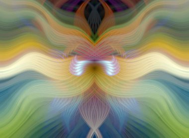 Simetrik Kaleydoskopik Desenler ve Fütürist Neon Parıltısı Tasarımlı Gökkuşağı Soyut Sanatı