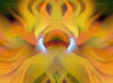 Simetrik Kaleydoskopik Desenler ve Fütürist Neon Parıltısı Tasarımlı Gökkuşağı Soyut Sanatı