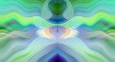 Simetrik Kaleydoskopik Desenler ve Fütürist Neon Parıltısı Tasarımlı Gökkuşağı Soyut Sanatı