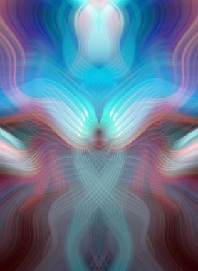 Simetrik Kaleydoskopik Desenler ve Fütürist Neon Parıltısı Tasarımlı Gökkuşağı Soyut Sanatı