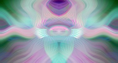Simetrik Kaleydoskopik Desenler ve Fütürist Neon Parıltısı Tasarımlı Gökkuşağı Soyut Sanatı