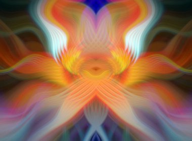 Simetrik Kaleydoskopik Desenler ve Fütürist Neon Parıltısı Tasarımlı Gökkuşağı Soyut Sanatı