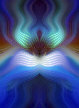 Simetrik Kaleydoskopik Desenler ve Fütürist Neon Parıltısı Tasarımlı Gökkuşağı Soyut Sanatı