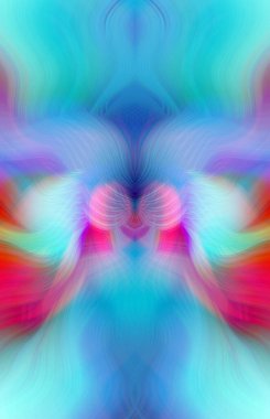 Simetrik Kaleydoskopik Desenler ve Fütürist Neon Parıltısı Tasarımlı Gökkuşağı Soyut Sanatı