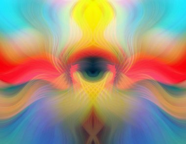 Simetrik Kaleydoskopik Desenler ve Fütürist Neon Parıltısı Tasarımlı Gökkuşağı Soyut Sanatı