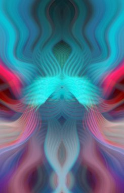 Simetrik Kaleydoskopik Desenler ve Fütürist Neon Parıltısı Tasarımlı Gökkuşağı Soyut Sanatı