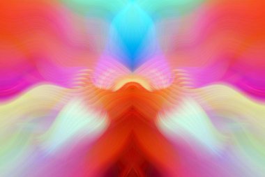 Simetrik Kaleydoskopik Desenler ve Fütürist Neon Parıltısı Tasarımlı Gökkuşağı Soyut Sanatı