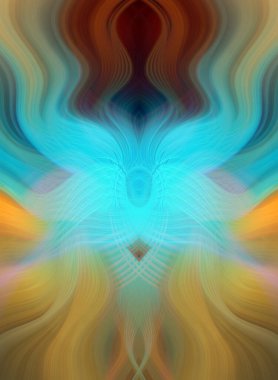 Simetrik Kaleydoskopik Desenler ve Fütürist Neon Parıltısı Tasarımlı Gökkuşağı Soyut Sanatı