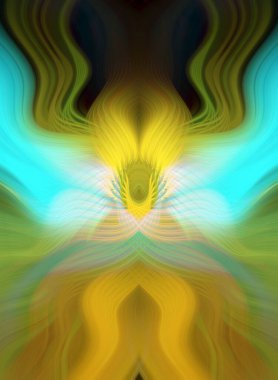 Simetrik Kaleydoskopik Desenler ve Fütürist Neon Parıltısı Tasarımlı Gökkuşağı Soyut Sanatı