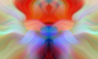 Simetrik Kaleydoskopik Desenler ve Fütürist Neon Parıltısı Tasarımlı Gökkuşağı Soyut Sanatı