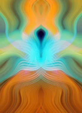 Simetrik Kaleydoskopik Desenler ve Fütürist Neon Parıltısı Tasarımlı Gökkuşağı Soyut Sanatı