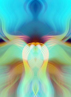 Simetrik Kaleydoskopik Desenler ve Fütürist Neon Parıltısı Tasarımlı Gökkuşağı Soyut Sanatı