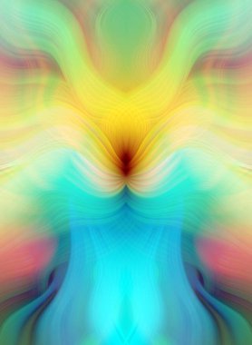 Simetrik Kaleydoskopik Desenler ve Fütürist Neon Parıltısı Tasarımlı Gökkuşağı Soyut Sanatı