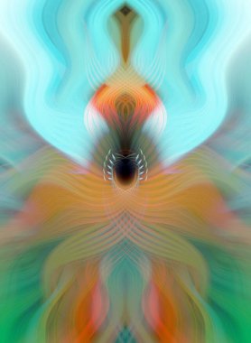 Simetrik Kaleydoskopik Desenler ve Fütürist Neon Parıltısı Tasarımlı Gökkuşağı Soyut Sanatı