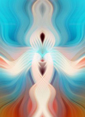 Simetrik Kaleydoskopik Desenler ve Fütürist Neon Parıltısı Tasarımlı Gökkuşağı Soyut Sanatı