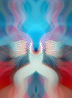 Simetrik Kaleydoskopik Desenler ve Fütürist Neon Parıltısı Tasarımlı Gökkuşağı Soyut Sanatı