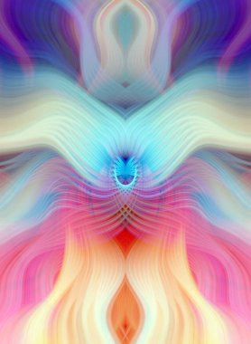 Simetrik Kaleydoskopik Desenler ve Fütürist Neon Parıltısı Tasarımlı Gökkuşağı Soyut Sanatı