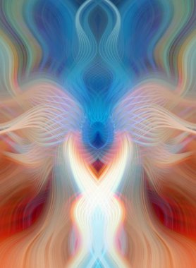 Simetrik Kaleydoskopik Desenler ve Fütürist Neon Parıltısı Tasarımlı Gökkuşağı Soyut Sanatı