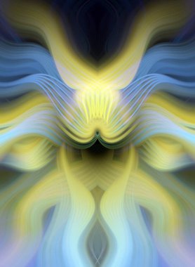 Simetrik Kaleydoskopik Desenler ve Fütürist Neon Parıltısı Tasarımlı Gökkuşağı Soyut Sanatı