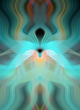 Simetrik Kaleydoskopik Desenler ve Fütürist Neon Parıltısı Tasarımlı Gökkuşağı Soyut Sanatı