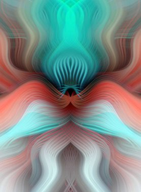 Simetrik Kaleydoskopik Desenler ve Fütürist Neon Parıltısı Tasarımlı Gökkuşağı Soyut Sanatı