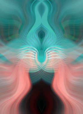 Simetrik Kaleydoskopik Desenler ve Fütürist Neon Parıltısı Tasarımlı Gökkuşağı Soyut Sanatı