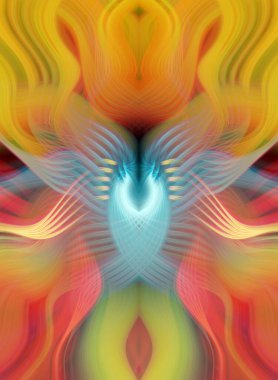 Simetrik Kaleydoskopik Desenler ve Fütürist Neon Parıltısı Tasarımlı Gökkuşağı Soyut Sanatı