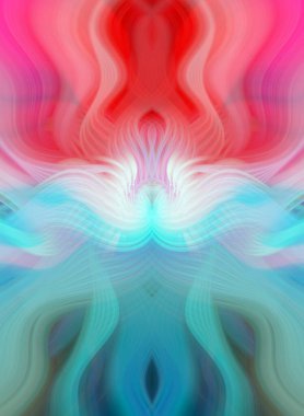 Simetrik Kaleydoskopik Desenler ve Fütürist Neon Parıltısı Tasarımlı Gökkuşağı Soyut Sanatı