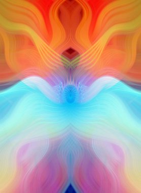 Simetrik Kaleydoskopik Desenler ve Fütürist Neon Parıltısı Tasarımlı Gökkuşağı Soyut Sanatı