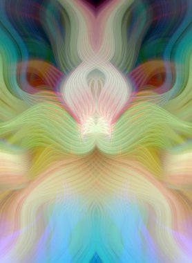 Simetrik Kaleydoskopik Desenler ve Fütürist Neon Parıltısı Tasarımlı Gökkuşağı Soyut Sanatı