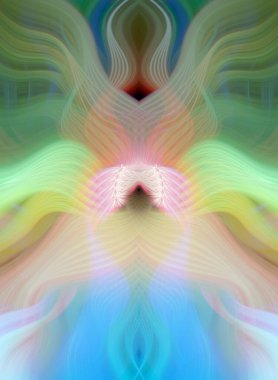 Simetrik Kaleydoskopik Desenler ve Fütürist Neon Parıltısı Tasarımlı Gökkuşağı Soyut Sanatı