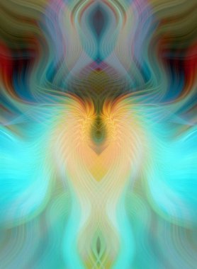 Simetrik Kaleydoskopik Desenler ve Fütürist Neon Parıltısı Tasarımlı Gökkuşağı Soyut Sanatı