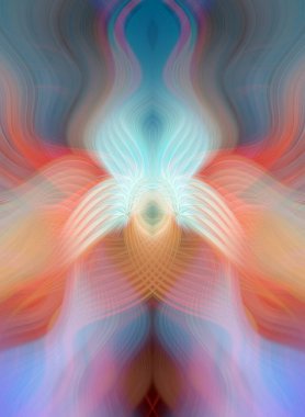 Simetrik Kaleydoskopik Desenler ve Fütürist Neon Parıltısı Tasarımlı Gökkuşağı Soyut Sanatı