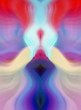 Simetrik Kaleydoskopik Desenler ve Fütürist Neon Parıltısı Tasarımlı Gökkuşağı Soyut Sanatı