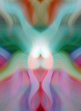 Simetrik Kaleydoskopik Desenler ve Fütürist Neon Parıltısı Tasarımlı Gökkuşağı Soyut Sanatı