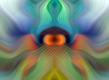 Simetrik Kaleydoskopik Desenler ve Fütürist Neon Parıltısı Tasarımlı Gökkuşağı Soyut Sanatı