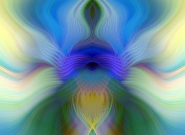 Simetrik Kaleydoskopik Desenler ve Fütürist Neon Parıltısı Tasarımlı Gökkuşağı Soyut Sanatı